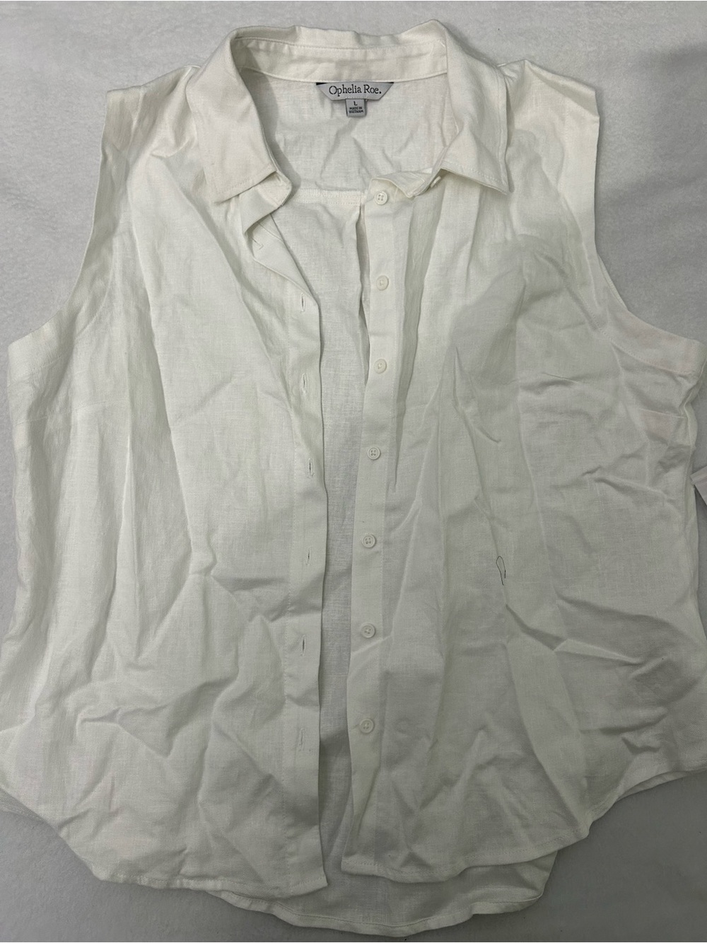 Ophelia Roe Sleeveless White Button-Down Blouse